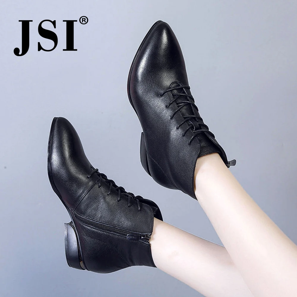 Tanie JSI buty damskie szpiczasty nosek kwadratowy obcas niskie obcasy zimowe podstawowe damskie buty prosta w jednolitym kolorze Zip mikrofibra ręcznie robione buty damskie JD1