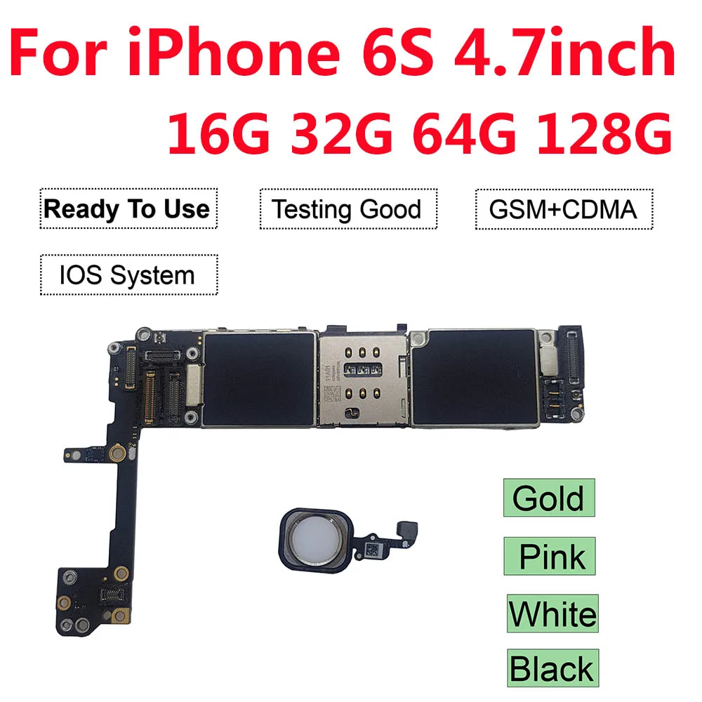 Skup Darmowy icloud odblokowany płyta główna dla iPhone 6S 4.7 tablica logiczna z pełnymi chipami płyta główna 16GB 32GB 64GB 128GB
