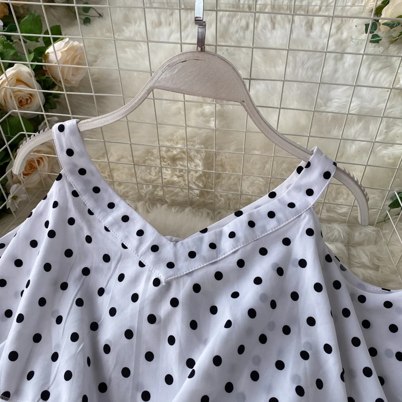 Boho Ruffles sexy Off shoulder polka dot print patchwork Summer short Dress Women slim waist dress casual a-line beach dress