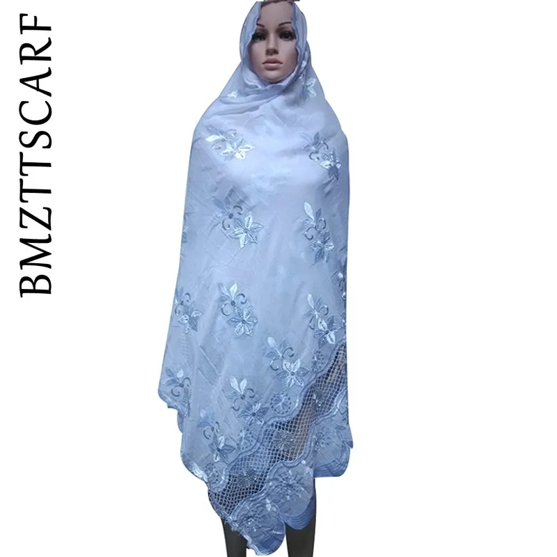 Африканский мусульманский женский шарф, большой вышитый шарф, многофункциональные шарф-шали wrpas, белый Хлопковый шарф
