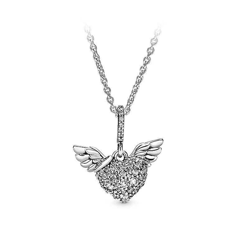 LISMNew 925 пробы Серебряное ожерелье с паве и крыльями ангела 398505C01