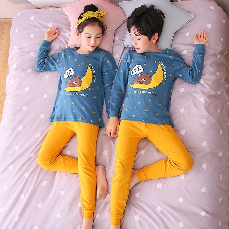 Sleepwear & Robes	 2022 Pyjamas New Children's Night Clothes 30 Color Style Toddler Pajamas Autumn Winter Boys Girls Sleepwear Cartoon Print 2pcs custom pajama sets	