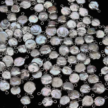 

Natural Freshwater Pearl Pendant Round shape connector Pendants for Jewelry Making DIY Necklaces Accessories