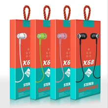 50 шт. K68 спортивные наушники с кожаным кабелем, проводные наушники, супер бас, 3,5 мм, трещины, наушники-вкладыши с микрофоном для Android, для iphone