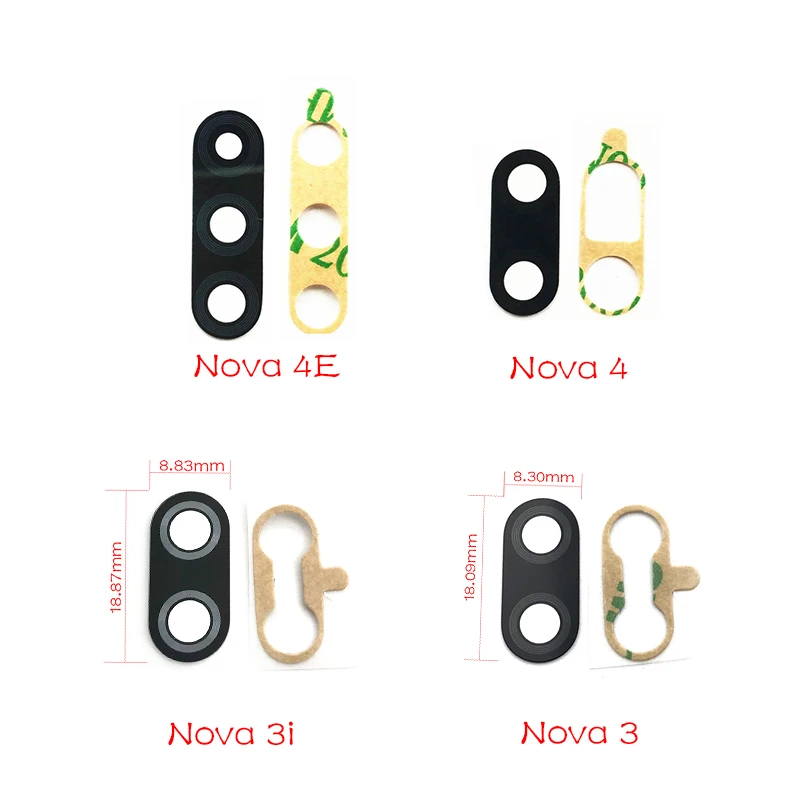 Задняя задняя крышка для камеры из стекла с клеевым клеем Huawei Nova 3 3i 4 4e 5i 5 5T 5Z 6 Se 7 Pro