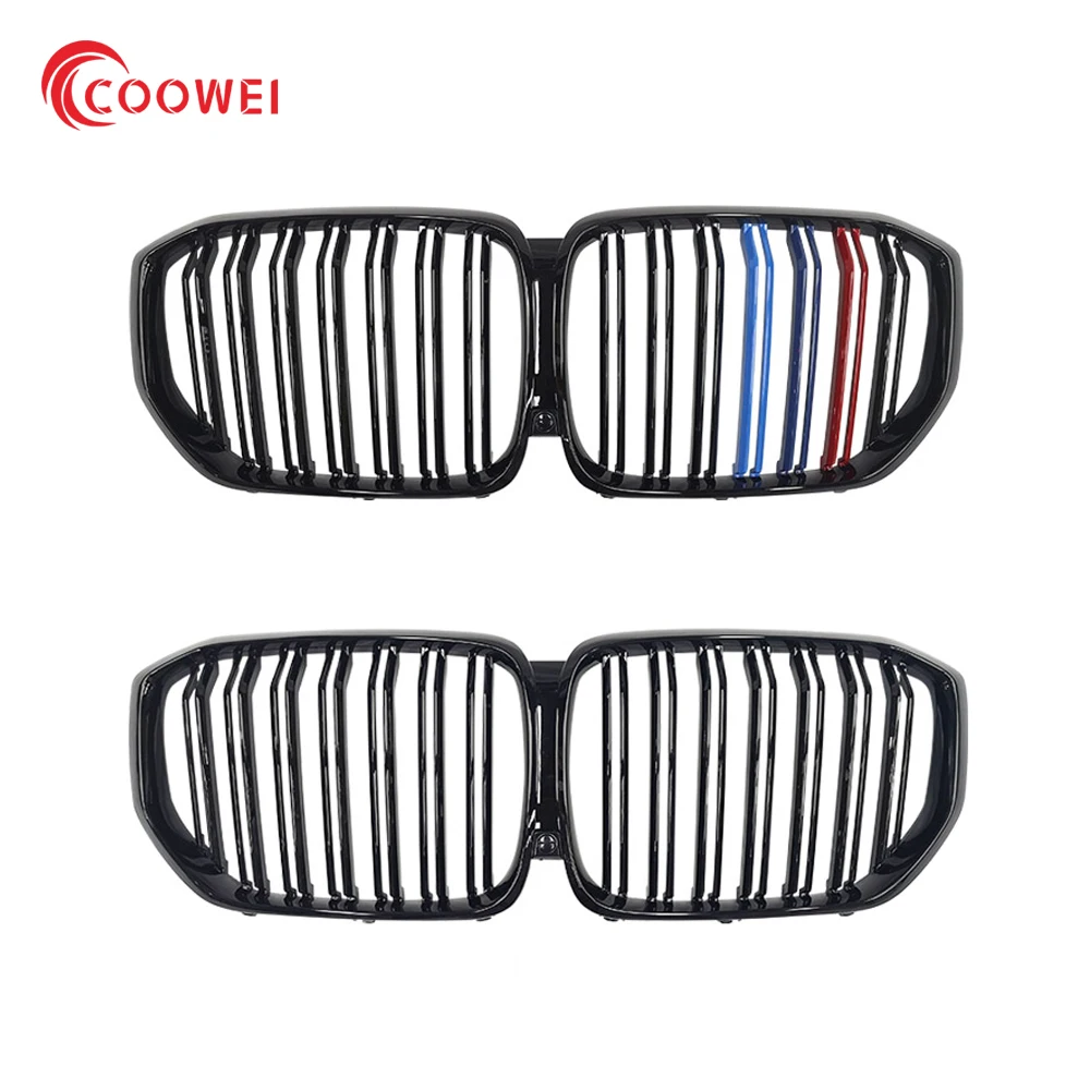 

A pair Front Kidney Grille For BMW new X5 G05 Grille Front Bumper Grill Car Styling Double line/three color