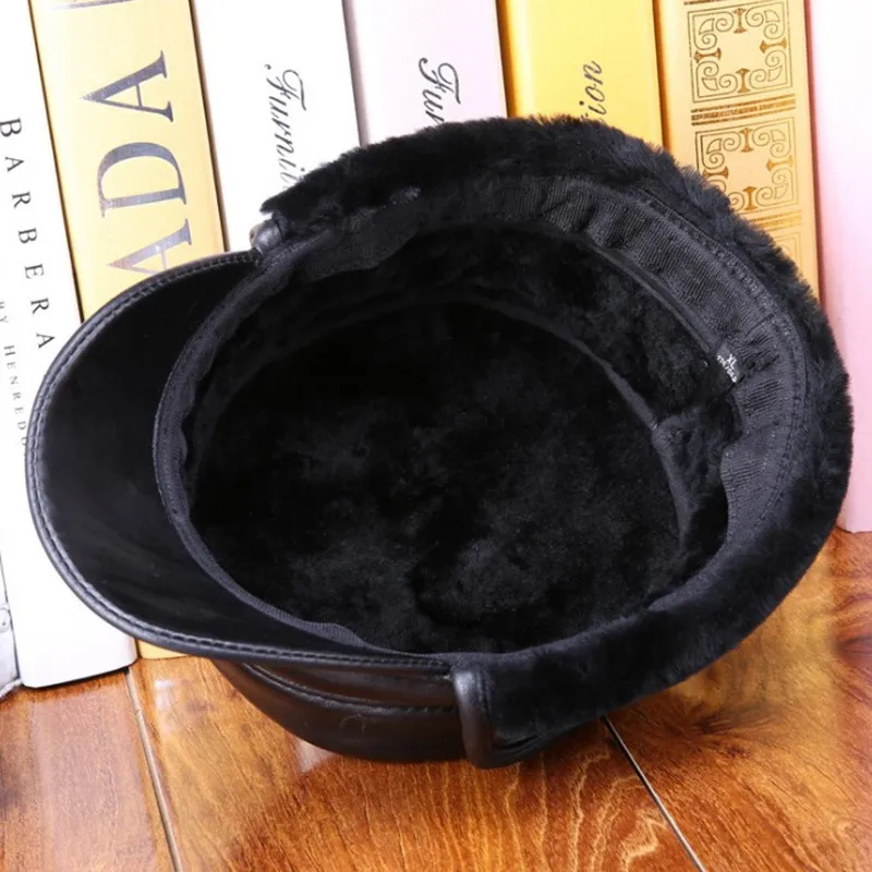 SILOQIN Dad Hat качественная шляпа из натуральной кожи среднего возраста мужские зимние теплые плотные плоские кепки наушники из овчины бархатные армейские кепки