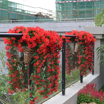 

90cm Simulation Violet Artificial Fake Silk Flower Vine Hanging Garland Plant Wall Hanging Basket Flower Home Wedding Decor