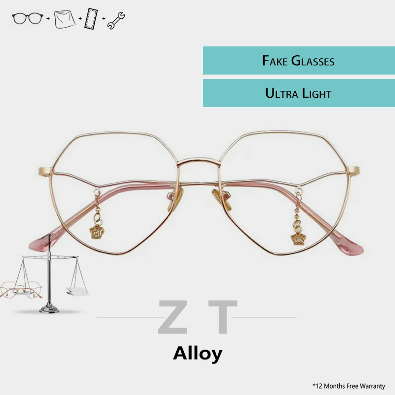 ZT очки с золотой оправой прозрачные поддельные Uv400 Lentes Opticos Para Mujer Lunette De Vue Femme