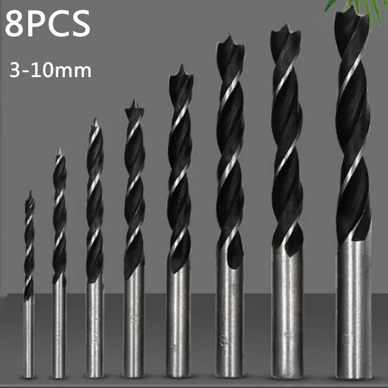 8 Pz/Set Di Legno Drill Bit Set 3Mm-10Mm Drill Bit S Kit Per La Lavorazione Del Legno Strumenti Spirale Drill Bit Acciaio Ad Alto Tenore Di Carbonio