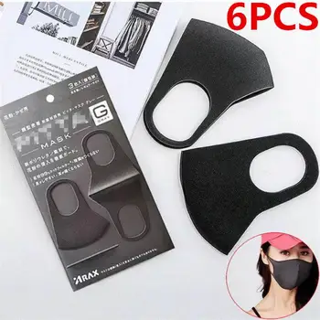 

1-6Pcs Black Mouth Reusable Mask Double Layer Anti Dust Mask Windproof Mouth-muffle Face Masks
