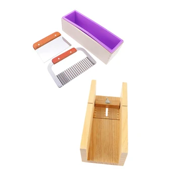 

4pcs Silicone Soap Mold with Soap Cake Cutter Adjustable Cutting Mould Tools