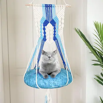 

Cat Hammock Bed Handwoven Swing Bed Washable Pet Wall Hanging Hammock Tapestry For Home Decoration Without Mat
