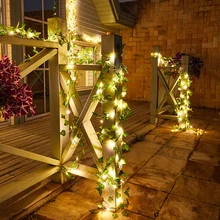 

100leds 50leds 20leds Solar Powered Ivy Leaf Vine String Light Green Leaves Fairy Lamp for Wedding Christmas Hanging Fairy Decor