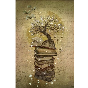 

5d Diy full square round drill diamond painting diamond embroidery Book Tree Mosaic Cross Stitch Kits Rhinestone decorZP-1762