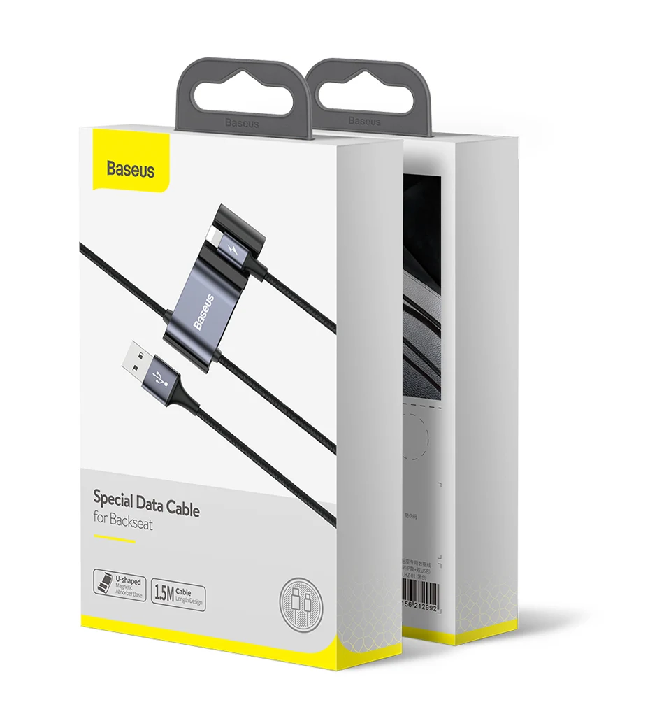 Baseus 3A USB Cable for iPhone Xr 8 Dual USB A Ports Charging Wire for iPhone 11 Pro Type-C Micro Data Cabo USB Car Rear Seat