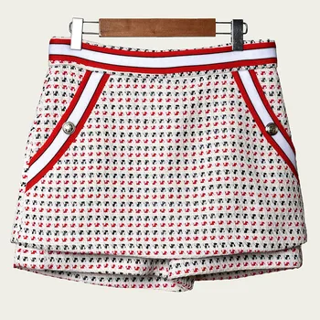 

Women Pants Women's Color Stripe Tweed Jacquard Short Pants