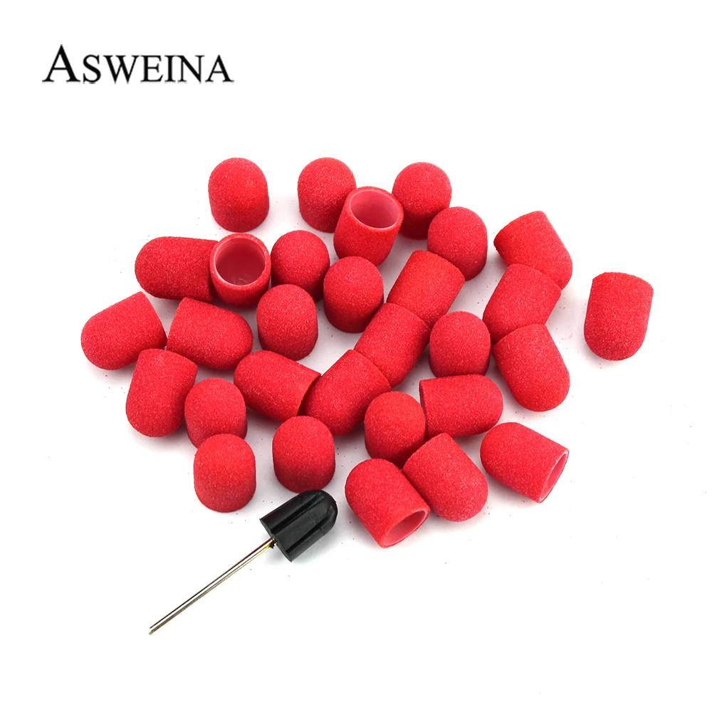 

20Pcs Sanding Caps 10*15mm Red Sanding Bands Electric Pedicure File Manicure Machine Accessories Nail Art Tools