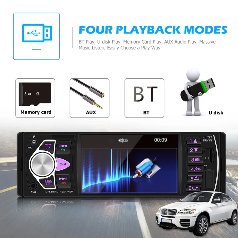 Авторадио 4022D-b 1 din MP5 плеер автомобильное радио аудио стерео USB AUX FM радио станция Bluetooth Камера заднего вида дистанционное управление