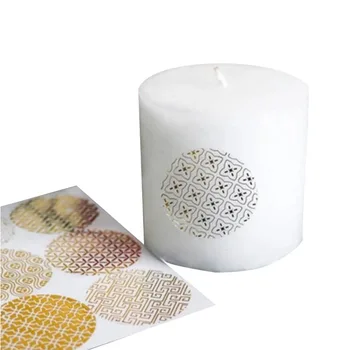

90pcs/lot Gold Round Bronzing Transparent Sealing Stickers Diameter 4cm Transparent Pattern Series candle gift stickers