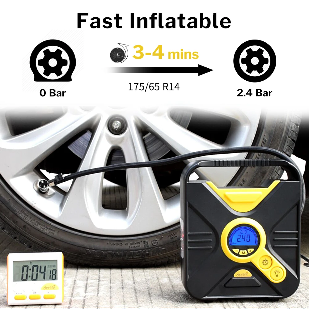 Deelife Digital Car Tire Inflatable Pump Auto Portable Air Compressor for Cars Wheel Tires Electric