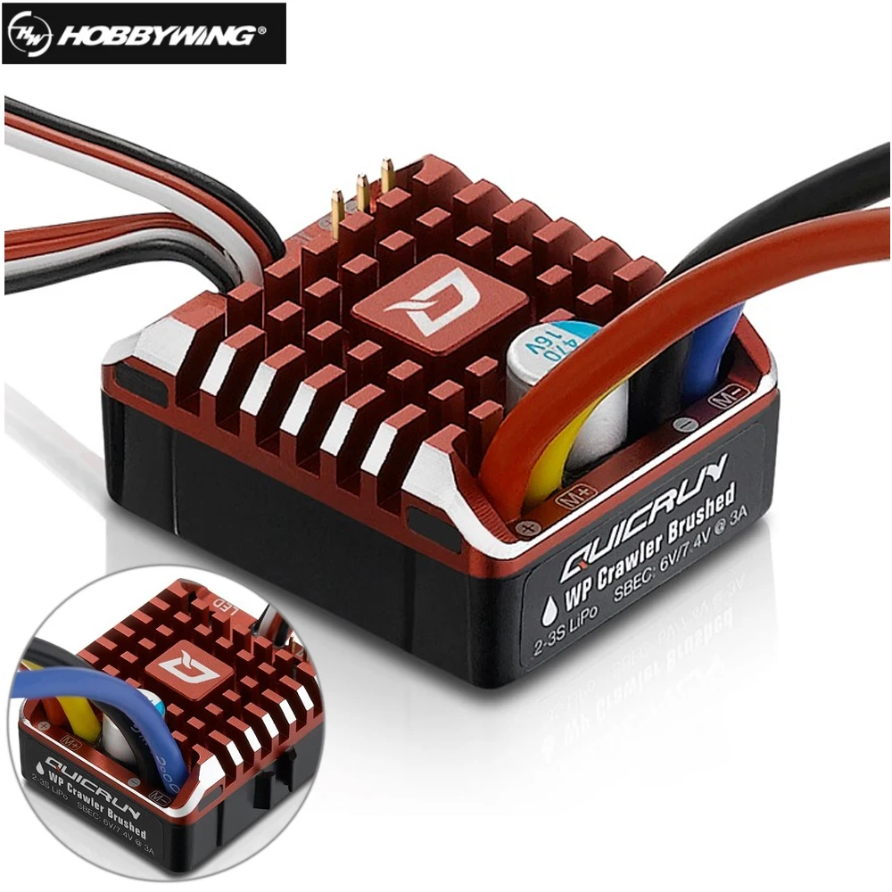 Hobbywing QuicRun 1:10 1/8 WP Crawler Brush Brushed 80A 1080 Electronic Speed Controller Waterproof ESC With Program box LED BEC | Игрушки и