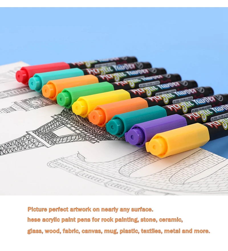 36 Colors Acrylic Paint Pens Acrylic Brush Marker Pens for Rock Painting, Stone, Ceramic, Glass, Wood, Canvas ,DIY Card Making.