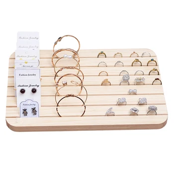 

Rings Display Tray Wooden Round Ring Holder Showing Plate Jewelry Organizer Showcase for Shop