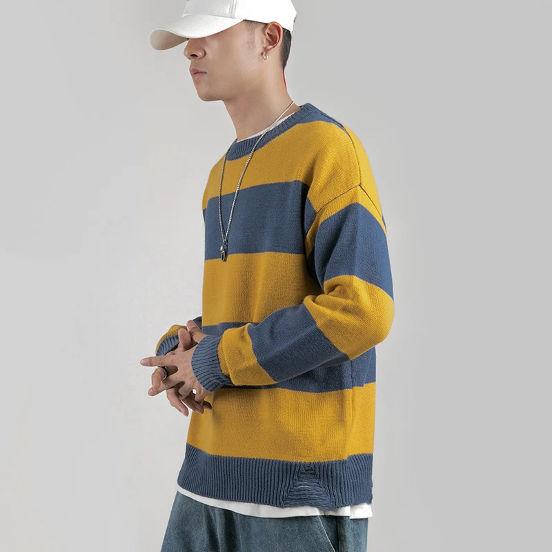 Yasword Men Sweater Sweatshirt Sweatcoat Woolen Pullover Stripes Man Tops Winter Autumn Clothes Male Clothing Yasword Men Sweater Sweatshirt Sweatcoat Woolen Pullover Stripes Man Tops Winter Autumn Clothes Male Clothing