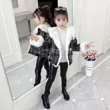 Короткое шерстяное пальто для девочек осенне-зимнее детское бархатное пальто-кардиган из овечьей шерсти, одежда, пальто, детская повседневная верхняя одежда, топы, B378