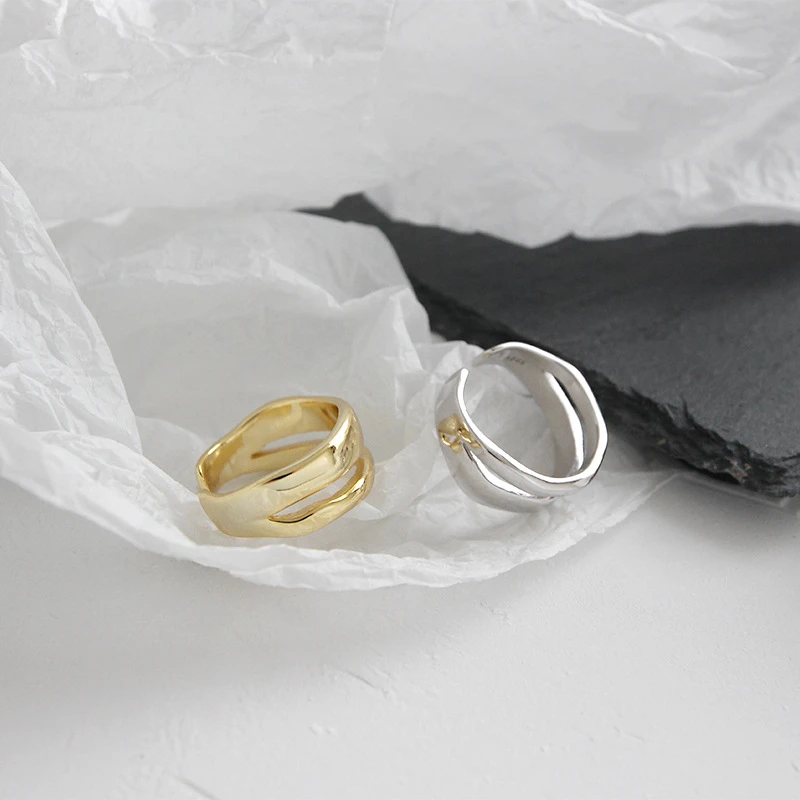 Elegant Twist Two Circle Rings for Women Couple Geometric Handmade Jewelry