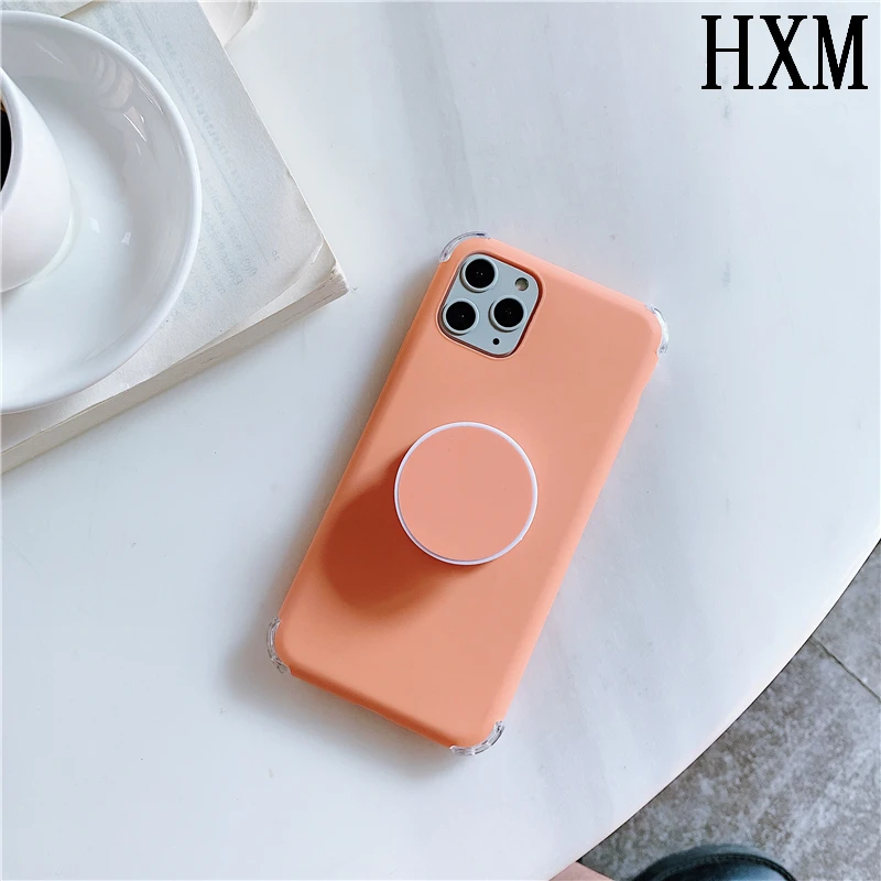 Держатель противоударный чехол карамельного цвета для iPhone 11 Pro XS Max XR 6 6S Plus простой силиконовый чехол для iPhone 11 7 8 Plus
