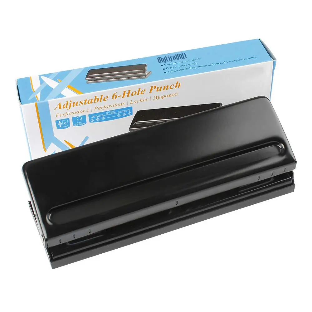 6 Sheets Capacities Adjustable Stainless Steel Desktop Hole Punch MyLifeUNIT 6 Holes Paper Puncher