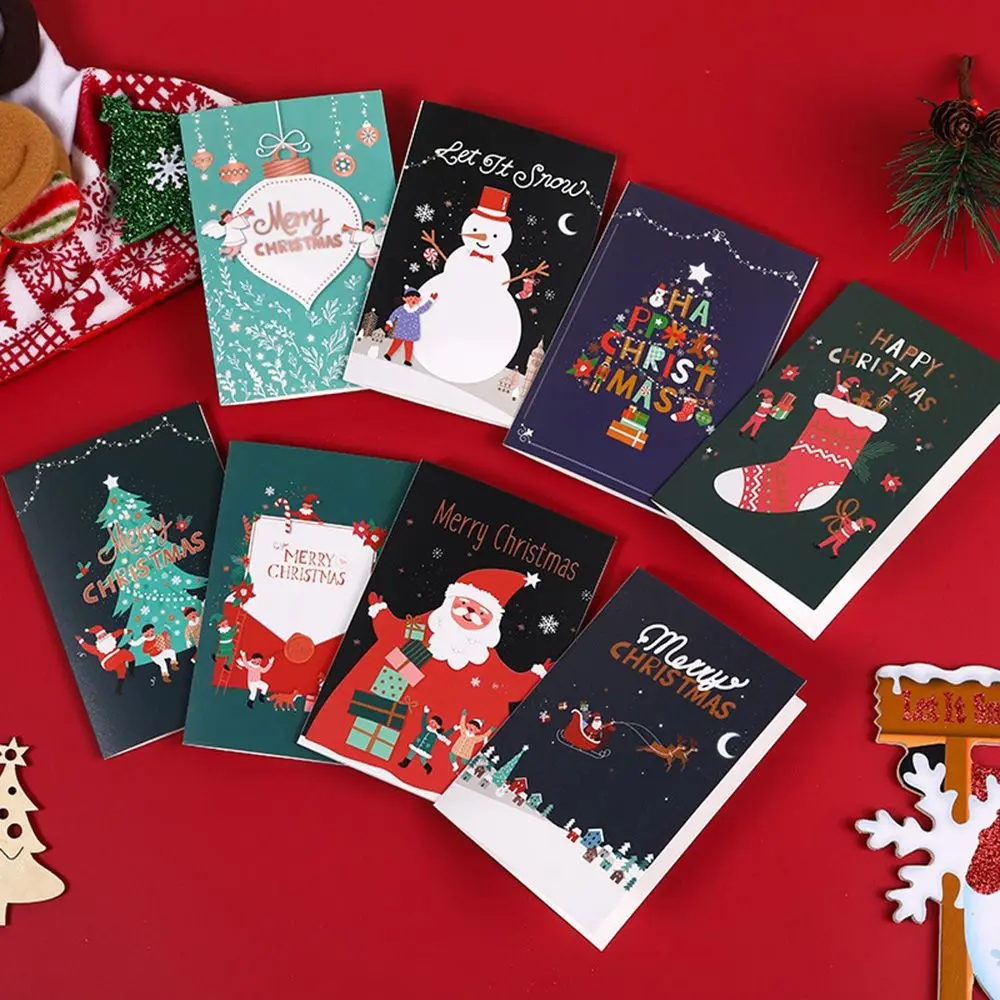Material Bright Color Various Style Simple Design Christmas Greeting Card Xmas Supplies Thank You Cards with Envelope | Дом и сад