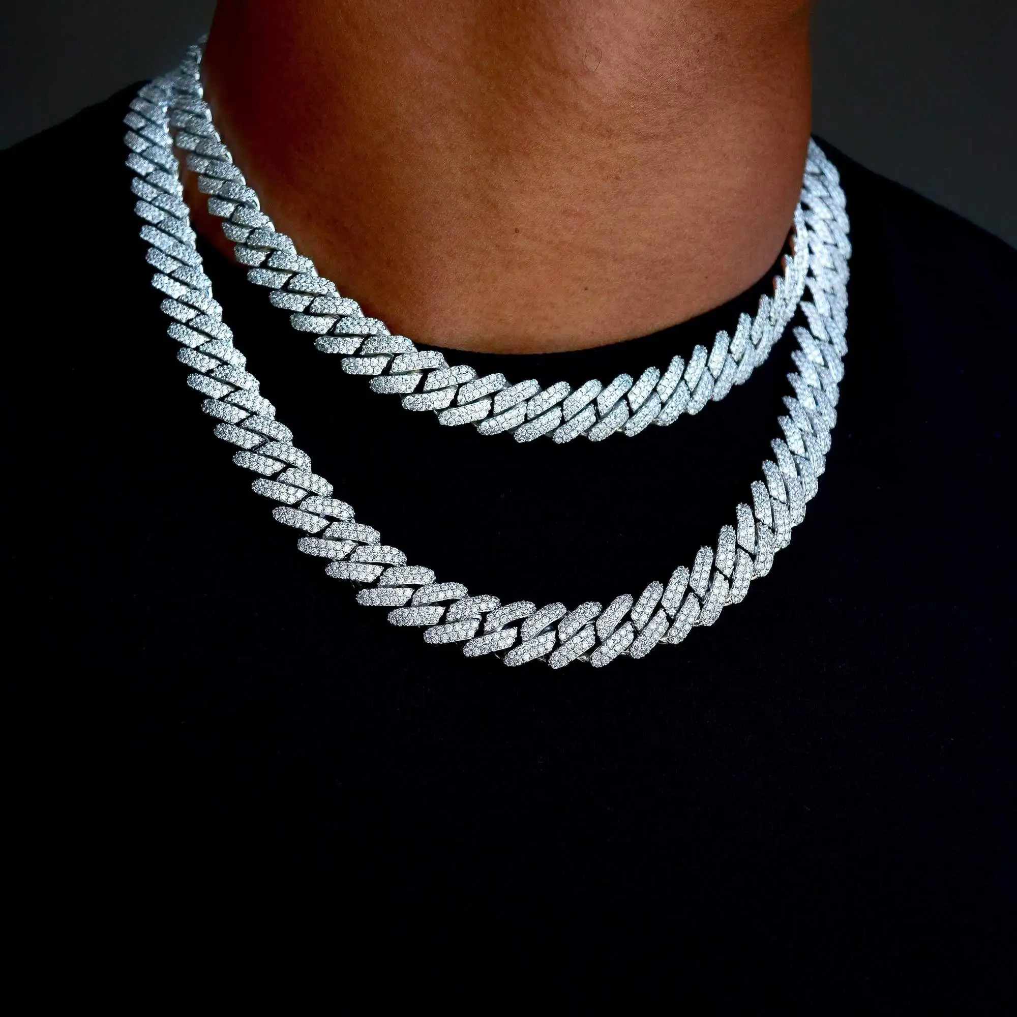 12mm Width cz cuban link chain hip hop 