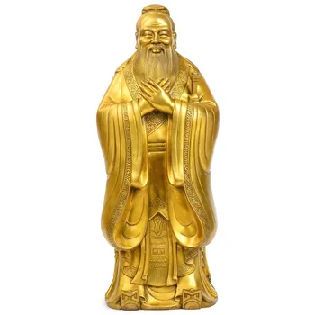 

LAOJUNLU Pure Copper Confucius Statue Ornaments Kong Shengren Aid To School Help Exam Puzzle, Small height 190mm