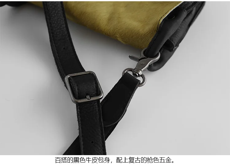 Vendange original horsehair women bag fashion simple handmade leather shoulder bag messenger bag 2582