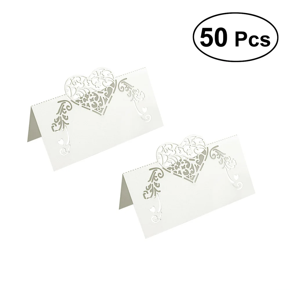 Wedding Party Table Place Cards Invitation Name Heart Decoration White 50pcs 