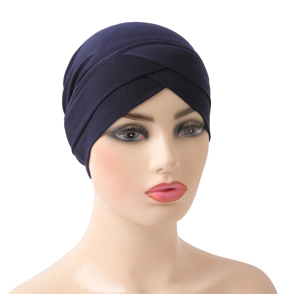 A, One Size Bbonnet Women Cancer Chemo Hat Beanie Scarf Turban Head Wrap Cap Ruffle Muslim Soft Headband Islamic Hijab Headwrap Cover Newly XGao Bonnets for Women 