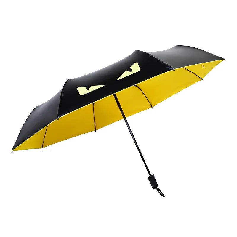 

Creative Little Devil Vinyl Dual Purpose Umbrella Folding Umbrella Three Fold Parasol Sun-resistant UV-Protection Parasol Cute