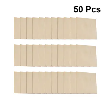 

50 Pcs Solid Wood Slice 10CM Square Woods Pieces Unfinished Disc for DIY Craft Coaster