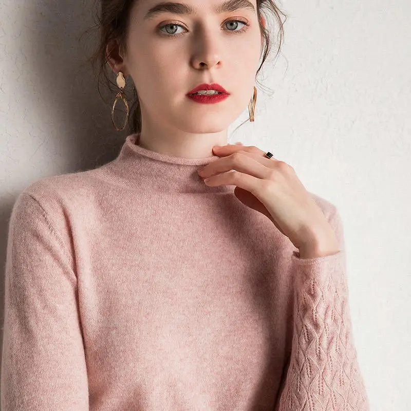 pink MERRILAMB горячая Распродажа женские пуловеры с рукавом и принтом чистые вязаные кашемировые свитера модные женские свитера 4 цвета одежда - Цвет: pink