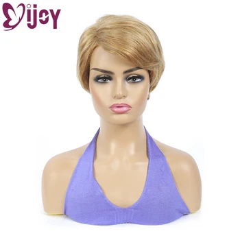 

Short Bob Pixie Cut Wig Full Machine Made Human Hair Wigs Honey Blonde Brazilian Short Human Hair Wig 150% Density Non-Remy IJOY