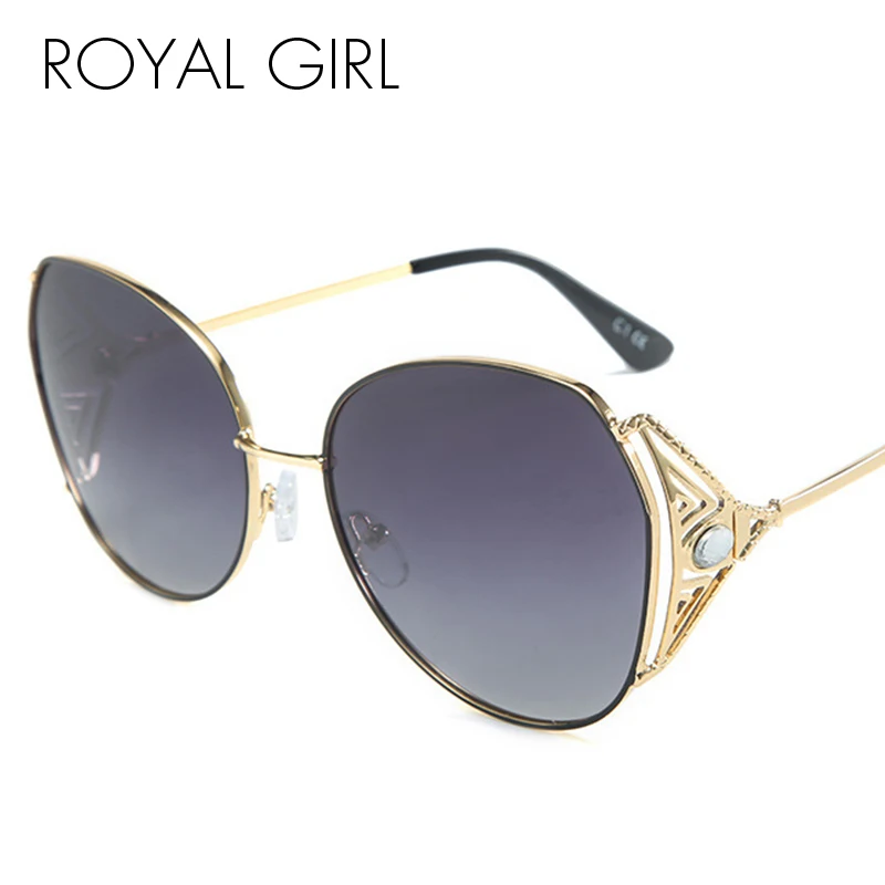 

ROYAL GIRL Cat Eye Polarized Oversized Sunglasses Women Vintage Brand Design Sun Glasses Men Diamond Hollow Out Eyewear Ss957