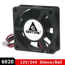 Gdstime 6020 – lot de 5 manchons de refroidissement pour boîtier d'ordinateur, sans balais, avec roulement à billes, 2 broches, 6cm, 60MM, 60x60x20mm, 12V, 24V