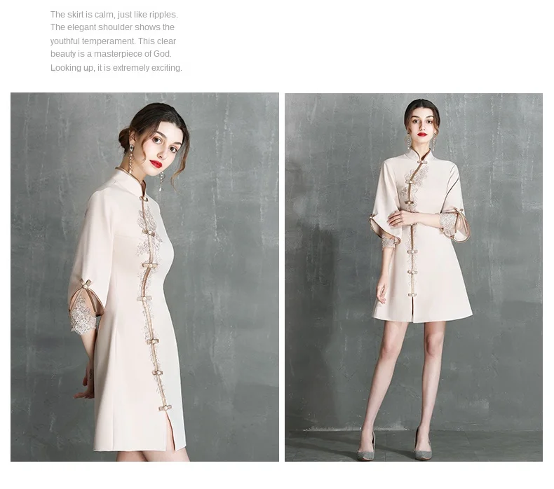 Chinese Cheongsam Dress For Pregnant Women Long Sleeve Maternity Qipao