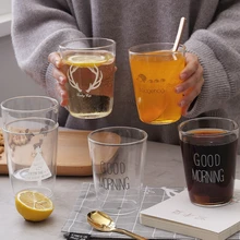 Кофейные кружки бытовые пивные стеклянные завтраки оригинальность прозрачное стекло дети латте молоко стеклянные чайные чашки различные рисунки