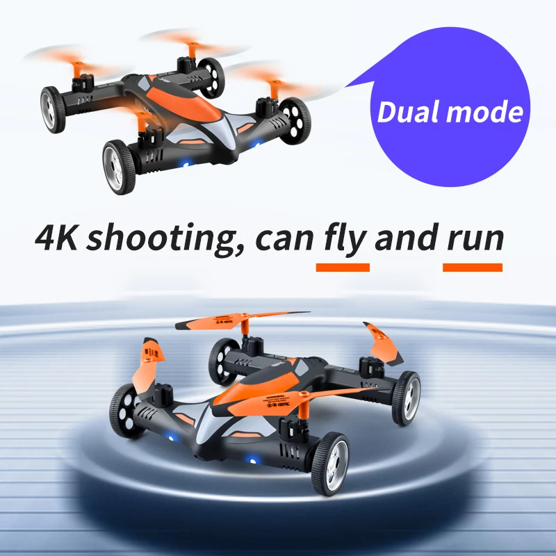 4DRC 2-in-1 2.4G RC Drone Air-Ground Flying Car 4K HD Camera Dron Quadcopter with LED Night light Helicopter Toys For Children 4