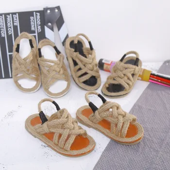 

ZB32-6 Summer New Girls Sandals Tide Casual Shoes Baby Breathable Children's Shoes Roman Hemp Rope