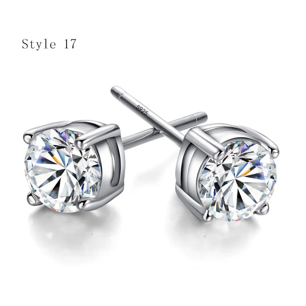 925 Sterling Silver Earrings Stud for Women Solid Silver Jewelry Earrings Bling CZ Zircon Stone Stud Brincos Bridal Wedding